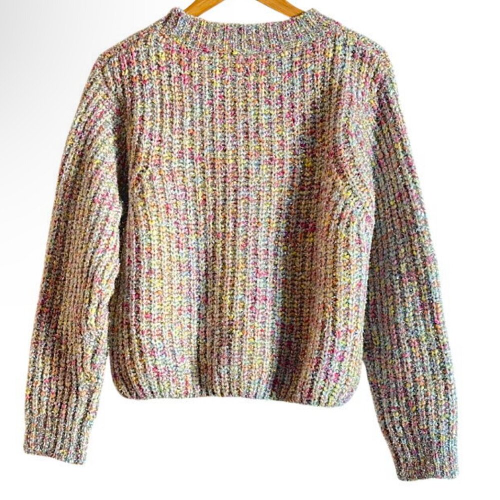 Raga Tinsel Sparkle Knit Sweater from Anthropologie in Silver Multi